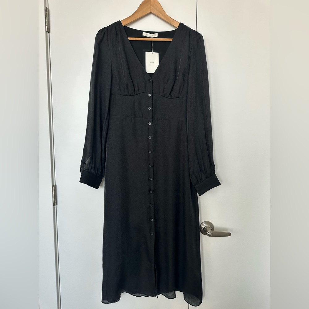 NWT Oak + Fort Black Button‑Front Dress